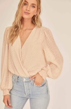 Dixie Wrap Top Bodysuit -Dresses Sales Store ACT15781B BUTTERMILK 2A