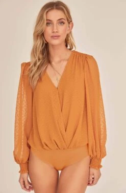 Dixie Wrap Top Bodysuit -Dresses Sales Store ACT15781B GOLDEN HOUR 5A