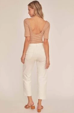 Diem Gingham Bodysuit -Dresses Sales Store ACT15811 TAN WHITE GINGHAM 3A