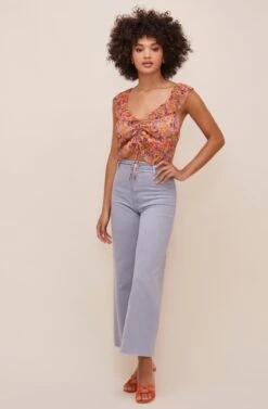 Rue Cinched Tie Front Top -Dresses Sales Store ACT15911C PINKMULTIFLORAL 1