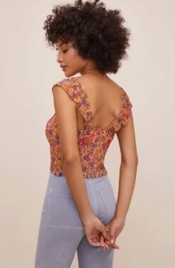 Rue Cinched Tie Front Top -Dresses Sales Store ACT15911C PINKMULTIFLORAL 7