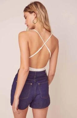 Infinity Cross Back Bodysuit -Dresses Sales Store ACT15925 WHITE 3