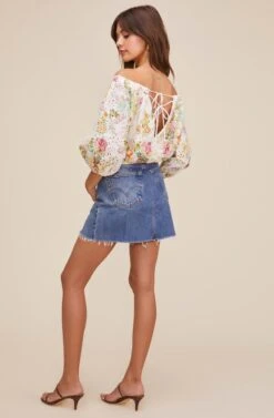 Danya Floral Print Eyelet Top -Dresses Sales Store ACT16024 MULTI COLORED FLORAL 4