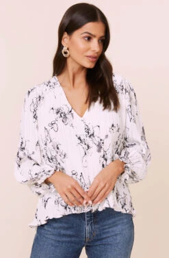 Plisse Long Sleeve Top