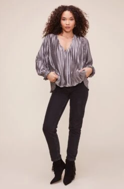 Holly Pleated Top -Dresses Sales Store ACT16226 STEEL 1