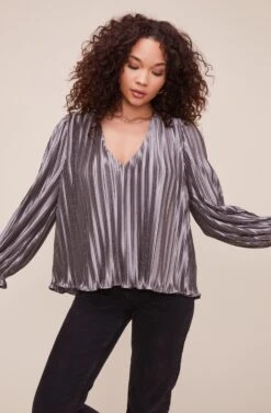 Holly Pleated Top -Dresses Sales Store ACT16226 STEEL 3