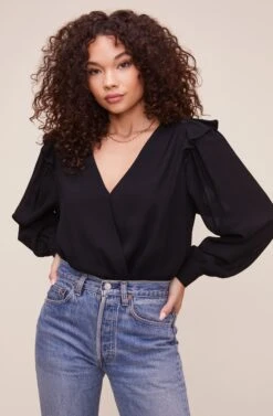 Matilda Wrap Bodysuit -Dresses Sales Store ACT16238VG BLACK 2