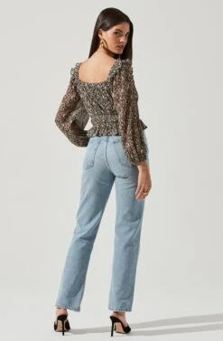 Elva Floral Ruffle Top -Dresses Sales Store ACT16317B BLACK FUCHSIAMULTI 3