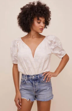 Colby Puff Sleeve Bodysuit -Dresses Sales Store ACT16402 CREAM 2