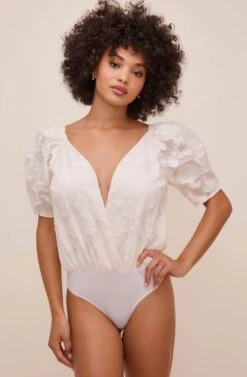 Colby Puff Sleeve Bodysuit -Dresses Sales Store ACT16402 CREAM 7