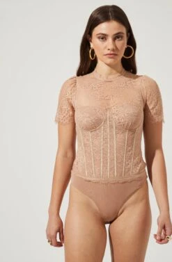Lacie Bustier Lace Bodysuit -Dresses Sales Store ACT16438 NUDE 5