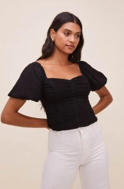 Serafina Sweetheart Neck Top -Dresses Sales Store ACT16466B BLACK 3