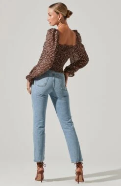 Tonina Floral Puff Sleeve Top -Dresses Sales Store ACT16469C BROWNIVORYDITSY 5