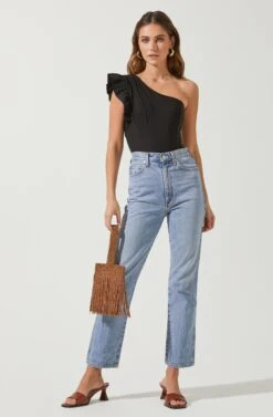 Sweet Summer One Shoulder Bodysuit -Dresses Sales Store ACT16594 BLACK 1