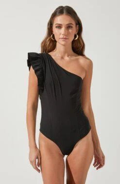 Sweet Summer One Shoulder Bodysuit -Dresses Sales Store ACT16594 BLACK 2