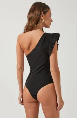 Sweet Summer One Shoulder Bodysuit -Dresses Sales Store ACT16594 BLACK 3