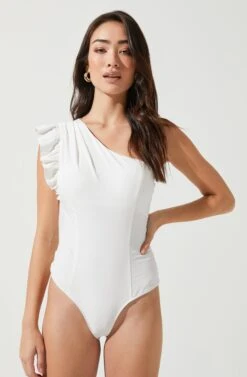 Sweet Summer One Shoulder Bodysuit -Dresses Sales Store ACT16594 WHITE 2