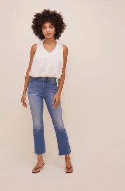 Georgina Sleeveless V Neck Top -Dresses Sales Store ACT16608 IVORY 1