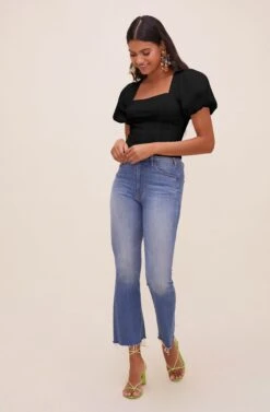 Tanya Square Neck Top -Dresses Sales Store ACT16613 BLACK 1