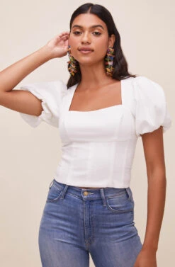 Tanya Square Neck Top -Dresses Sales Store ACT16613 WHITE 3