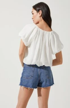 Yumi Bubble Sleeve Top -Dresses Sales Store ACT16677 WHITE 4