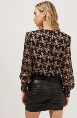 Duchess Floral Long Sleeve Top -Dresses Sales Store ACT16780 BLACK PINKBURNOUTFLORAL 6