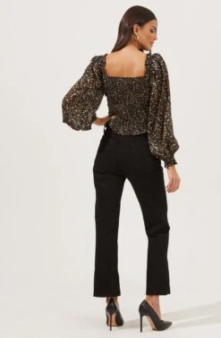 Weston Floral Square Neck Top -Dresses Sales Store ACT16827 BLACK BLUSHDITSY 5