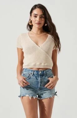 Pacifica Surplice Front Short Sleeve Sweater
