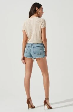 Pacifica Surplice Front Short Sleeve Sweater -Dresses Sales Store ACT16834 CREAM 3