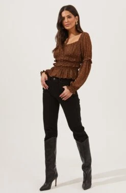 Fairfield Smocked Square Neck Floral Top -Dresses Sales Store ACT16850 BLACK RUSTDITSY 1