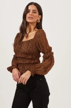 Fairfield Smocked Square Neck Floral Top -Dresses Sales Store ACT16850 BLACK RUSTDITSY 2