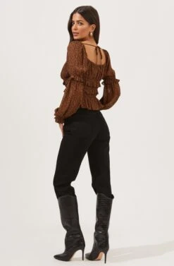 Fairfield Smocked Square Neck Floral Top -Dresses Sales Store ACT16850 BLACK RUSTDITSY 5