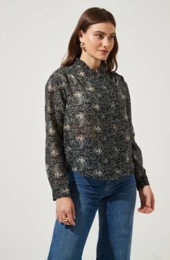 Dear To Me Floral Button Up Top -Dresses Sales Store ACT16856 BLACKMULTIFLORAL 2 2