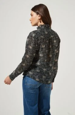 Dear To Me Floral Button Up Top -Dresses Sales Store ACT16856 BLACKMULTIFLORAL 4 2