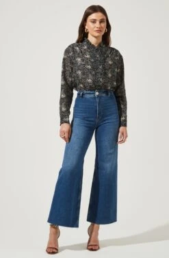 Dear To Me Floral Button Up Top -Dresses Sales Store ACT16856 BLACKMULTIFLORAL 5 2