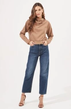 Alessi Cowl Neck Sweatshirt -Dresses Sales Store ACT16859 TAUPE 1