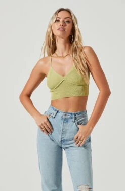 Seneca Ribbed Knit Cropped Bralette -Dresses Sales Store ACT16875 CELERY 2 b16ba42a 4ff1 403d b4bf 722f5a83883e
