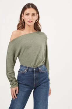 Lorella Ribbed Knit Off Shoulder Bodysuit