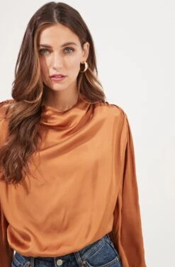 Meilani Satin Cowl Neck Top -Dresses Sales Store ACT16904 GOLDENAMBER 3