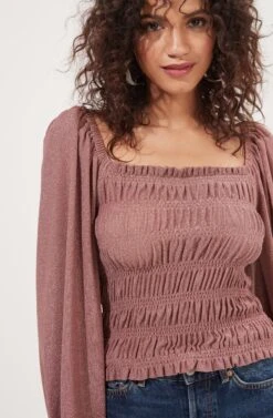 Tabitha Smocked Square Neck Top -Dresses Sales Store ACT16909 PINKSPARKLE 3