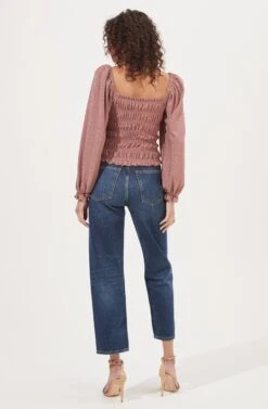 Tabitha Smocked Square Neck Top -Dresses Sales Store ACT16909 PINKSPARKLE 5