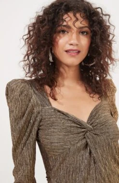 Melrose Metallic Gold Sweetheart Top -Dresses Sales Store ACT16915 CRUSHEDGOLD 3