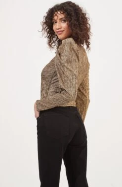 Melrose Metallic Gold Sweetheart Top -Dresses Sales Store ACT16915 CRUSHEDGOLD 6