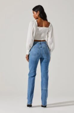 Amber Shirred Hook And Eye Long Sleeve Top -Dresses Sales Store ACT17014 OFFWHITE 5