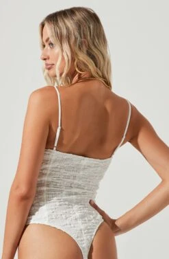 Millbrae Textured Polka Dot Bustier Bodysuit -Dresses Sales Store ACT17030 WHITE 6