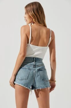 Jax Ribbed Knit Plunge Neck Bodysuit -Dresses Sales Store ACT17070 WHITE 1359