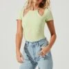 Reedley Halter Neck Cutout Short Sleeve Bodysuit