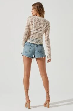 Bailey Crochet Long Sleeve Top -Dresses Sales Store ACT17114 CREAM 1479