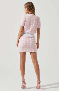 Mindy Terry Cloth Checkered Mini Skirt -Dresses Sales Store ACT17146 PINK WHITECHECKS 0489