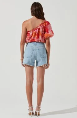 Atlanta Floral One Shoulder Top -Dresses Sales Store ACT17151 PINKREDMULTIFLORAL 0438